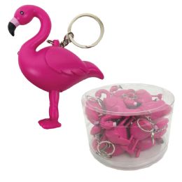 24 Wholesale Flamingo Keychain W/light & Sound