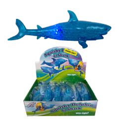 12 Pieces 8 Inch Light Up Squishy Shark W/ Gel Beads - Slime & Squishees