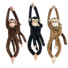 24 Wholesale 24" HanG-A-Boo Monkey W/baby - 3 Asst. Colors