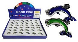36 Wholesale Dolphin Shaped Mood Ring W/stones