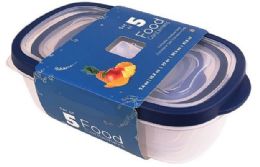12 of Rectangle Food Container Set With Rubber Lid 5pk