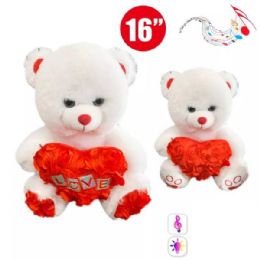 12 Pieces 16 Inch White Teddy Bear With Light & Music - Plush Toys