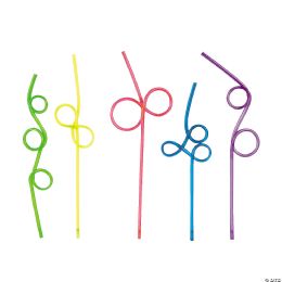 864 Pieces Neon Loop BpA-Free Plastic Straw Assortment - Straws and Stirrers