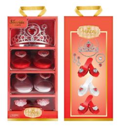 6 pieces 3 Pair Shoes And Tiara - Red - Girls Toy Sets