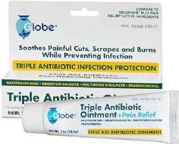 144 pieces Globe Triple Antibiotic + Pain Relief  Ointment  1 oz - First Aid For Donation