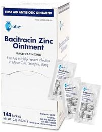 12 pieces Globe Bacitracin Zinc Ointment Unit Dose 144/box 0.9g - First Aid For Donation