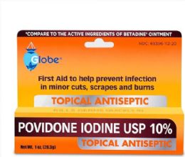 144 pieces Globe Povidone Iodine 10% First Aid Ointment  1 oz - First Aid For Donation