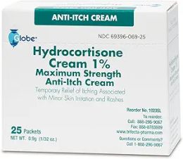 80 pieces Globe Hydrocortisone 1% Cream Unit Dose 25/box 0.9g - First Aid For Donation