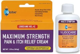 48 pieces Globe Lidocaine 4% MultI-Symptom Relief Cream 1.75 Oz Bottle - First Aid For Donation
