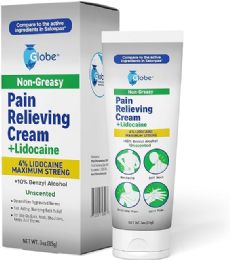 48 pieces Globe Pain Relieving Cream + Lidocaine 4% 3 oz - First Aid For Donation