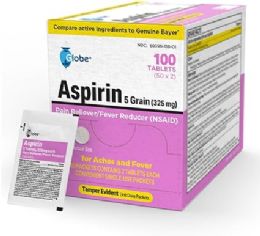 24 pieces Globe Aspirin 325mg Coated Tablets  (2 Tablets/packet)   50 Packets/box - Pain & Allergy Relief for Donation