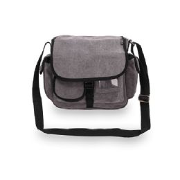 20 Pieces Canvas Messanger BaG- Standard In Charcoal - Shoulder Bags & Messenger Bags
