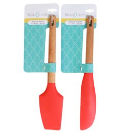 24 pieces Spatula/ Scraper Silicone W/ Beechwood Handle Asstd B & C Tcd - Store
