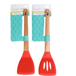 24 pieces Turner Silicone W/ Beechwood Handle Asst Solid Or Slotted - Store