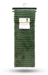 12 Pieces Corduroy Faux Fur Throw In Loden Frost 50x70 - Fleece & Sherpa Blankets