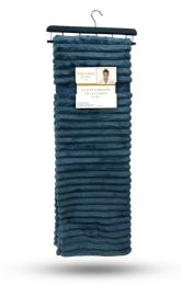 12 Pieces Corduroy Faux Fur Throw In Bluestone 50x70 - Fleece & Sherpa Blankets