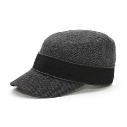 24 Wholesale Infinity Selecitons Wool Blend Army Cap BLACK-L-XL