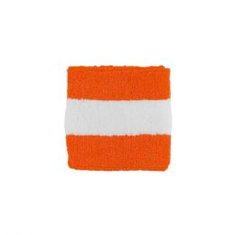24 Pieces Cotton Terry Cloth Wristband ORNG-WT - Fitness and Athletics