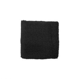 24 Pieces Cotton Terry Cloth Wrist Band BLACK - Fitness and Athletics