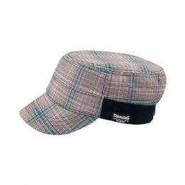 24 Wholesale Fashion Plaid Winter Army Cap BLUE.PLAID