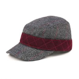 24 of Infinity Selecitons Wool Blend Army Cap Burgundy L/xl