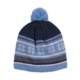 24 Pieces Wool Blend Knitted Beanie BLACK-LIGHT BLUE - Winter Beanie Hats