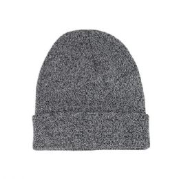 24 Pieces  Acrylic Beanie W/ Cuff BLACK_MARLED - Winter Beanie Hats