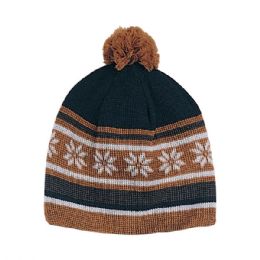 24 Pieces Wool Blend Knitted Beanie Black BROWN - Winter Beanie Hats