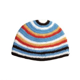 24 Pieces Youth Crocheted Kufi Beanie Light BLUE - Winter Beanie Hats