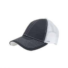 Heavy Cotton Twill Trucker Cap Dark GreY-White