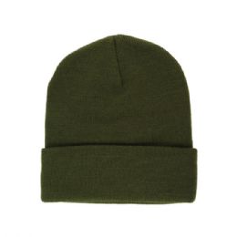 Acrylic Beanie With Cuff Olive