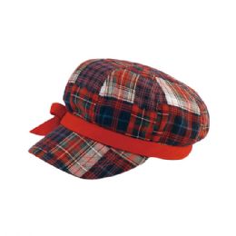 Ladies' Plaid Newsboy Cap Red