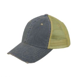 24 of Distressed Dirty Wash Herringbone Cap Navy