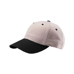 24 of Light Weight Brushed Cotton Twill Cap KhakI-Black