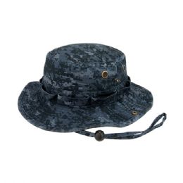 24 of Washed Camouflage Twill Hunting Hat W/Self Fabric Chin Cord MDNT-DIGI-XL