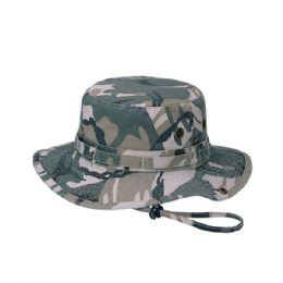 24 of Washed Camouflage Twill Hunting Hat W/Self Fabric Chin Cord SAFARI-XL