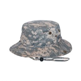 24 of Washed Camouflage Twill Hunting Hat W/Self Fabric Chin Cord DIGITAL-XL