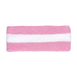 24 Pieces Cotton Terry Cloth Headband PINK-WT - Fitness and Athletics