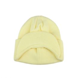 24 of Acrylic Beanie With Bill Light Yellow