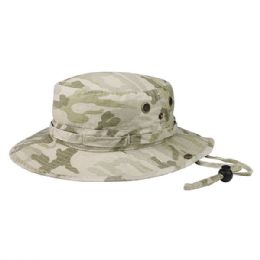 24 of Camouflage Washed Hunting Hat W/ Self Fabric Chin Cord DESERT-XL