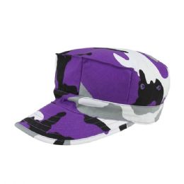 24 Pieces Camouflage Twill Army Cap LILAC.CAMO - Military Caps