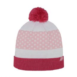 24 of Infinity Selections Polka Dot Cuffed Pom Beanie Pink