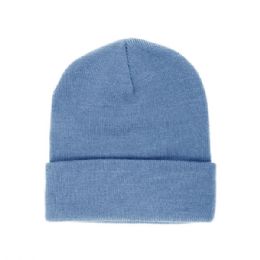 24 of Acrylic Beanie With Cuff Sky.blue
