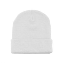 24 of Acrylic Beanie With Cuff White