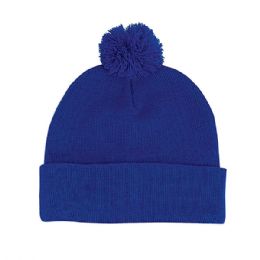 24 of Pom Acrylic Cuff Beanie Royal