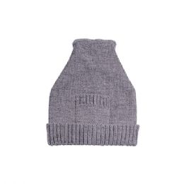 24 of Wool Blend Knitted Beanie Charcoal