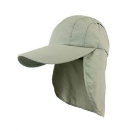 24 of Juniper Taslon UV Cap with Flap & Draw String KHAKI