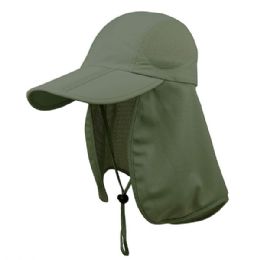 24 of Taslon UV Folding Bill Cap w/Mesh Flap OLIVE