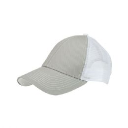 Heavy Cotton Twill Trucker Cap Light GreY-White