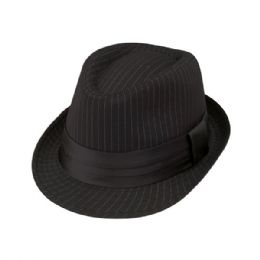 24 of Pinstripe Fedora Hat BLACK-M